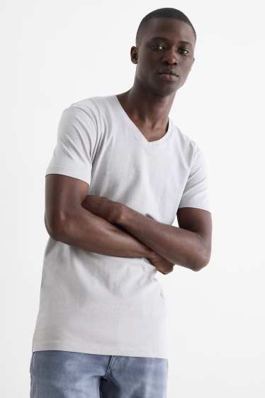 Herren - T-Shirt - Slim Fit - Flex - grau