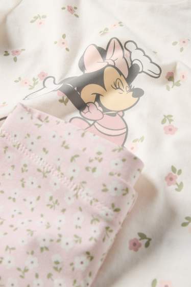 Baby: meisjes - Minnie Mouse - babyoutfit - 3-delig - wit / roze