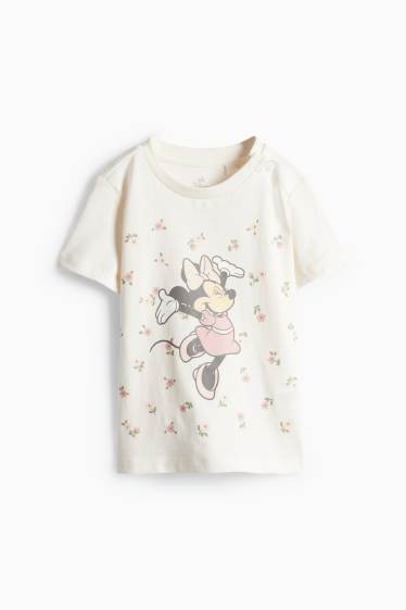 Baby: meisjes - Minnie Mouse - babyoutfit - 3-delig - wit / roze