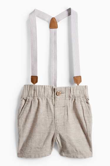 Baby Boys - Baby outfit with braces - 3 piece - formal - white / beige