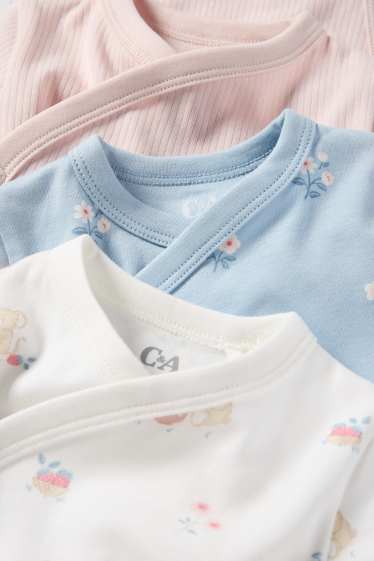 Bébés filles - Lot de 5 - petites souris et petites fleurs - bodys croisés pour bébé - blanc / rose