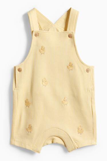 Unisex - Küken - Baby-Latzhose - gerippt - hellgelb