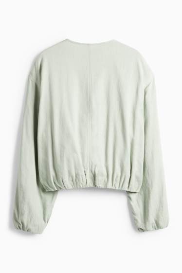 Femei - Bluzon cu conținut de in - verde mentă