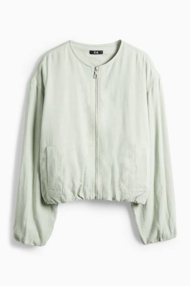 Femei - Bluzon cu conținut de in - verde mentă