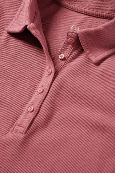 Damen - Poloshirt - Regular Fit - gestreift - dunkelrosa