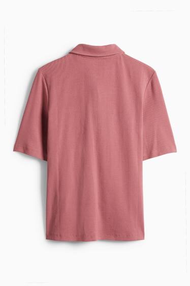 Damen - Poloshirt - Regular Fit - gestreift - dunkelrosa