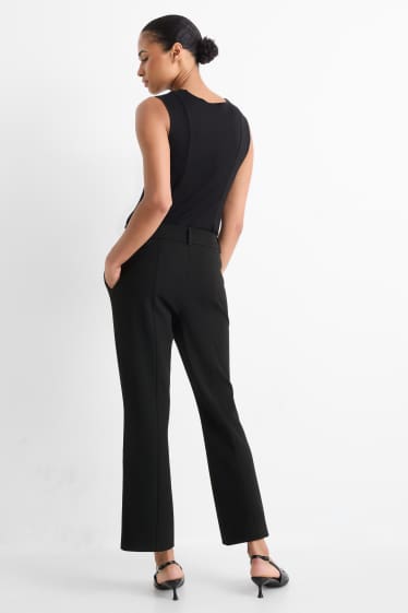 Dames - Pantalon - mid waist - flared - zwart