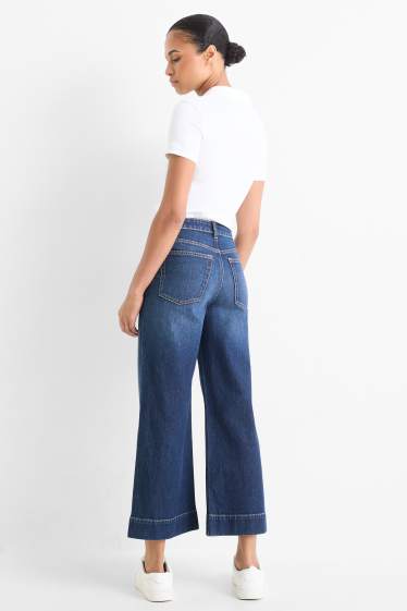 Damen - Wide Leg Jeans - Mid Waist - dunkeljeansblau