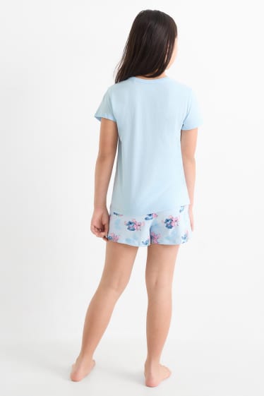 Kinder Mädchen - Lilo & Stitch - Shorty-Pyjama - 2 teilig - rosa / hellblau
