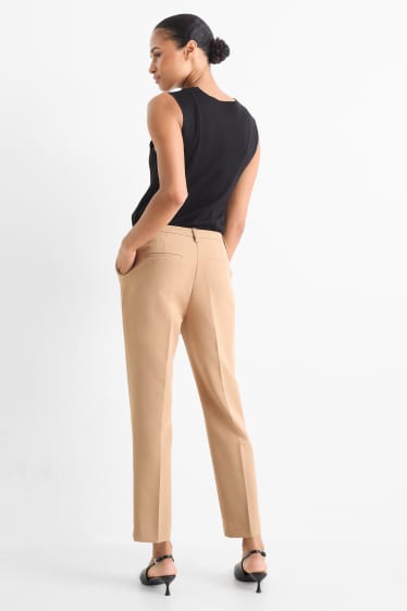 Women - Cloth trousers - mid-rise waist - slim fit - light brown