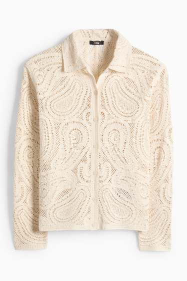Donna - CaCardigan in tessuto lavorato all’uncinetto - bianco crema