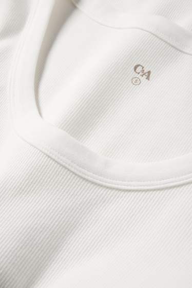 Femmes - T-shirt - regular fit - côtelé - blanc