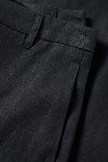 Dames - Linnen broek - high waist - wide leg - zwart