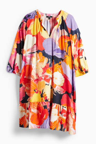 Women - V-neck A-line dress - floral - multicoloured