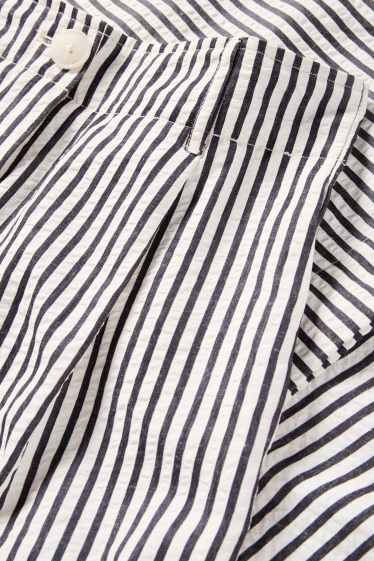 Femmes - Pantalon de toile - high waist - wide leg - à rayures - noir / beige