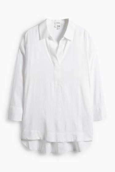 Femei - Bluză - amestec de in - alb