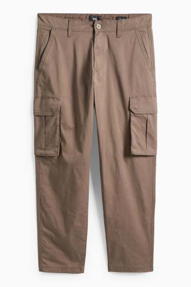 Hommes - Pantalon cargo - tapered fit - marron