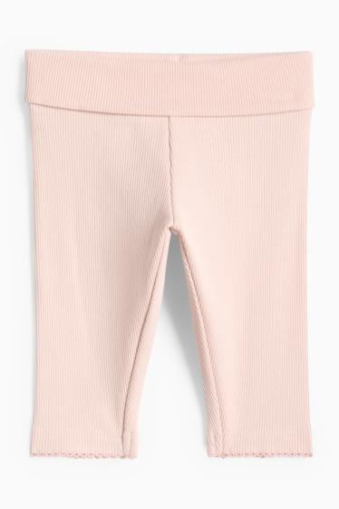 Baby: meisjes - Bloemetje - baby-outfit - 3-delig - wit / roze