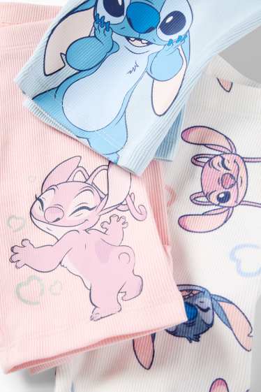 Nena - Paquet de 3 - Lilo & Stitch - pantalons de ciclista - acanalat - rosa / blau clar