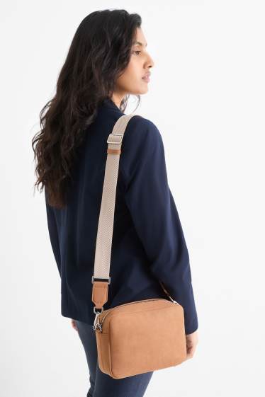 Dames - Schoudertas met afneembare draagriem - lichtbruin