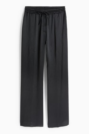 Women - Business trousers - mid-rise waist - wide leg - black