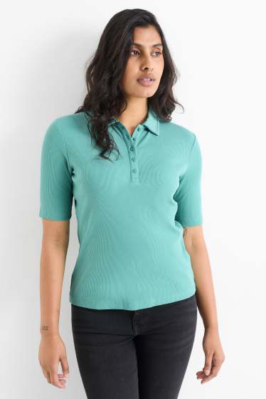 Dames - Poloshirt - regular fit - gestreept - lichtgroen