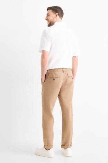 Men - Chinos - tapered fit - linen blend - beige