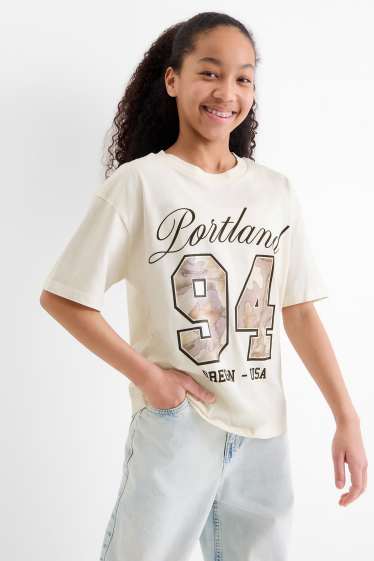 Bambine - Portland - maglia a maniche corte - crema