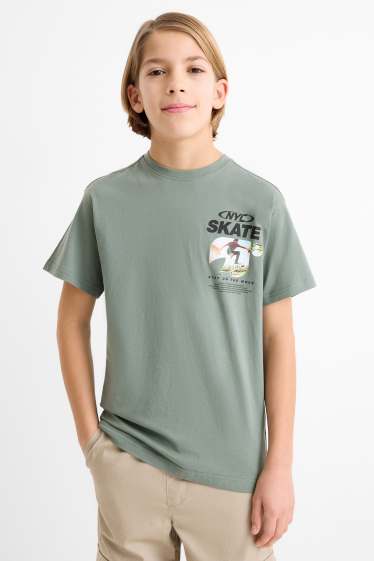 Kinder Buben - Skater - Kurzarmshirt - grün