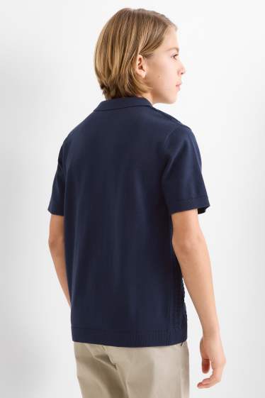 Children Boys - Polo shirt - textured - dark blue