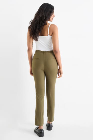 Damen - Stoffhose mit Gürtel - High Waist - Slim Fit - grün