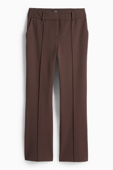 Dames - Pantalon - mid waist - flared - donkerbruin