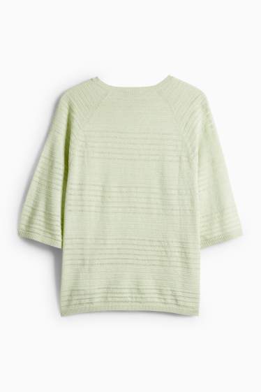 Femei - Pulover - amestec de in - structurat - verde deschis