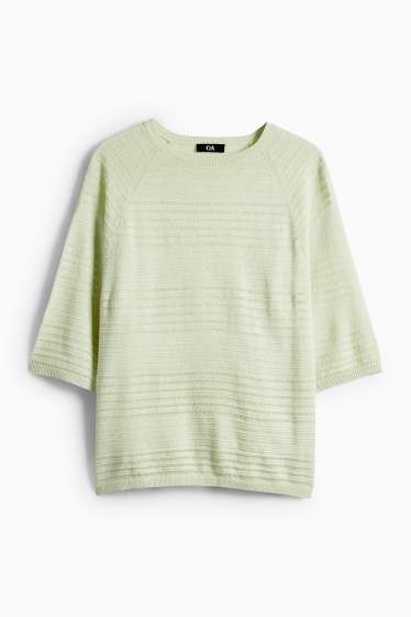 Femei - Pulover - amestec de in - structurat - verde deschis