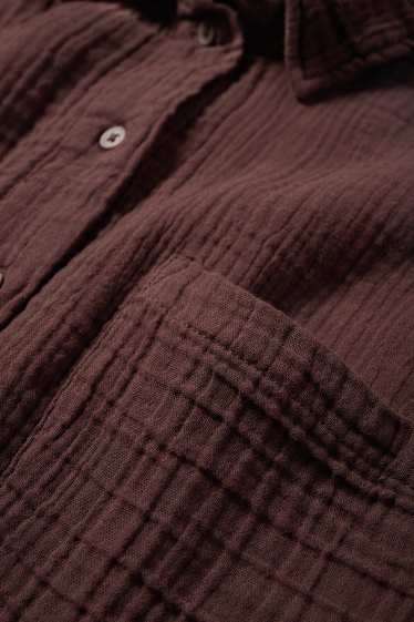 Damen - Musselin-Bluse - dunkelbraun