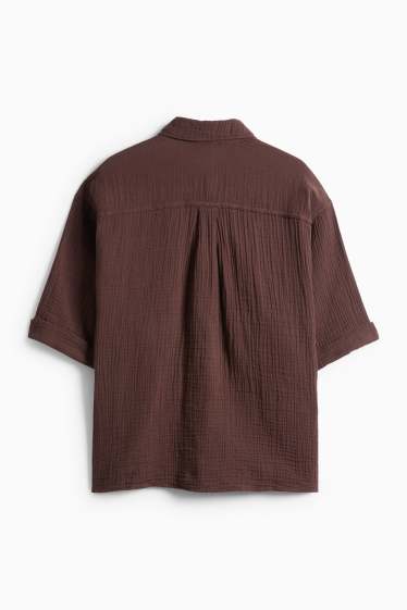 Damen - Musselin-Bluse - dunkelbraun