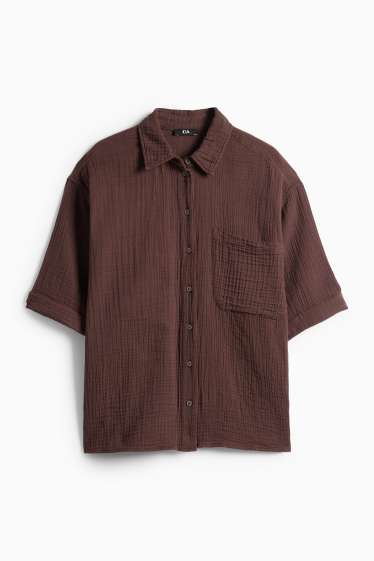 Damen - Musselin-Bluse - dunkelbraun