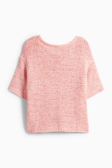 Damen - Strickpullover - kurzarm - pink