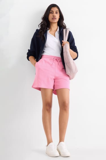 Damen - Multipack 2er - Sweatshorts - schwarz / rosa