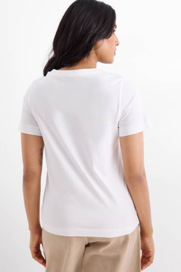 Donna - T-shirt - regular fit - effetto brillante - bianco
