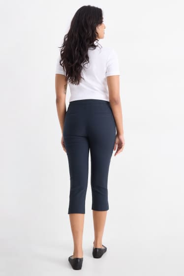 Women - Capri trousers - mid-rise waist - slim fit - dark blue