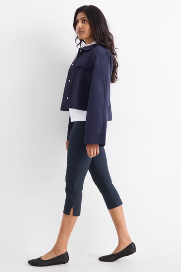 Women - Capri trousers - mid-rise waist - slim fit - dark blue