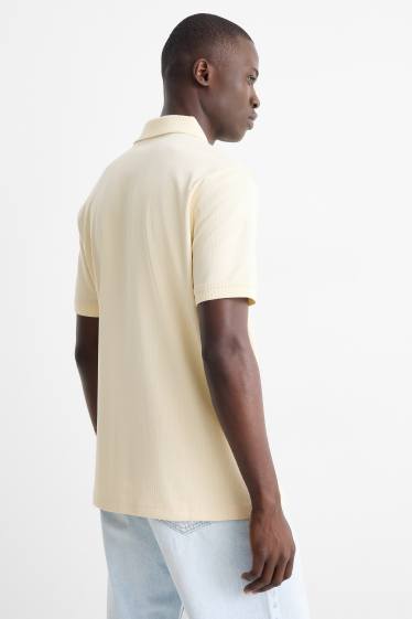 Home - Polo - regular fit - acanalat - blanc trencat