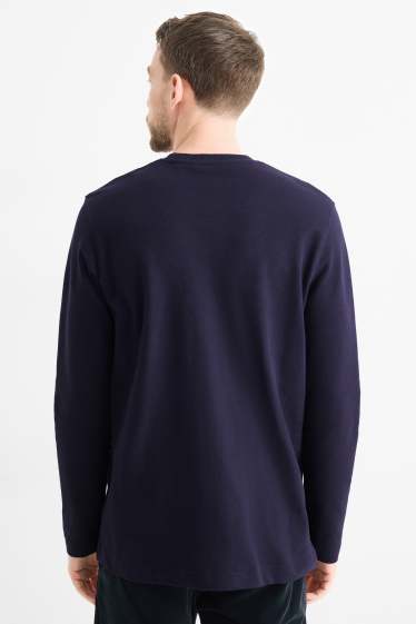 Home - Samarreta de màniga llarga - regular fit - texturada - blau fosc