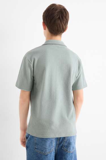 Bambini - Camicia - tessuto tramato - verde chiaro