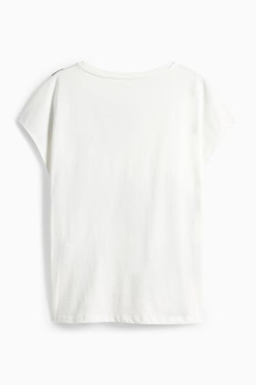 Dámské - Tričko - regular fit - s květinovým vzorem - bílá/zelená