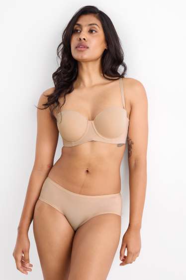 Dames - Set van 3 - hipster - licht beige