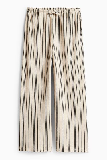 Kinder Mädchen - Jersey-Hose - gestreift - beige
