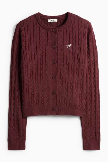 Dámské - Pletená bunda - bordeaux