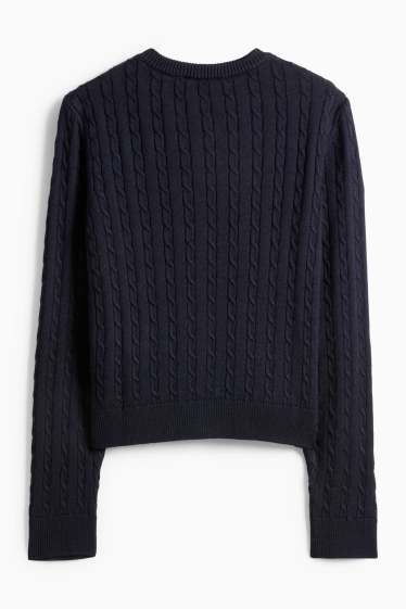 Dámské - Pletená bunda - tmavomodrá